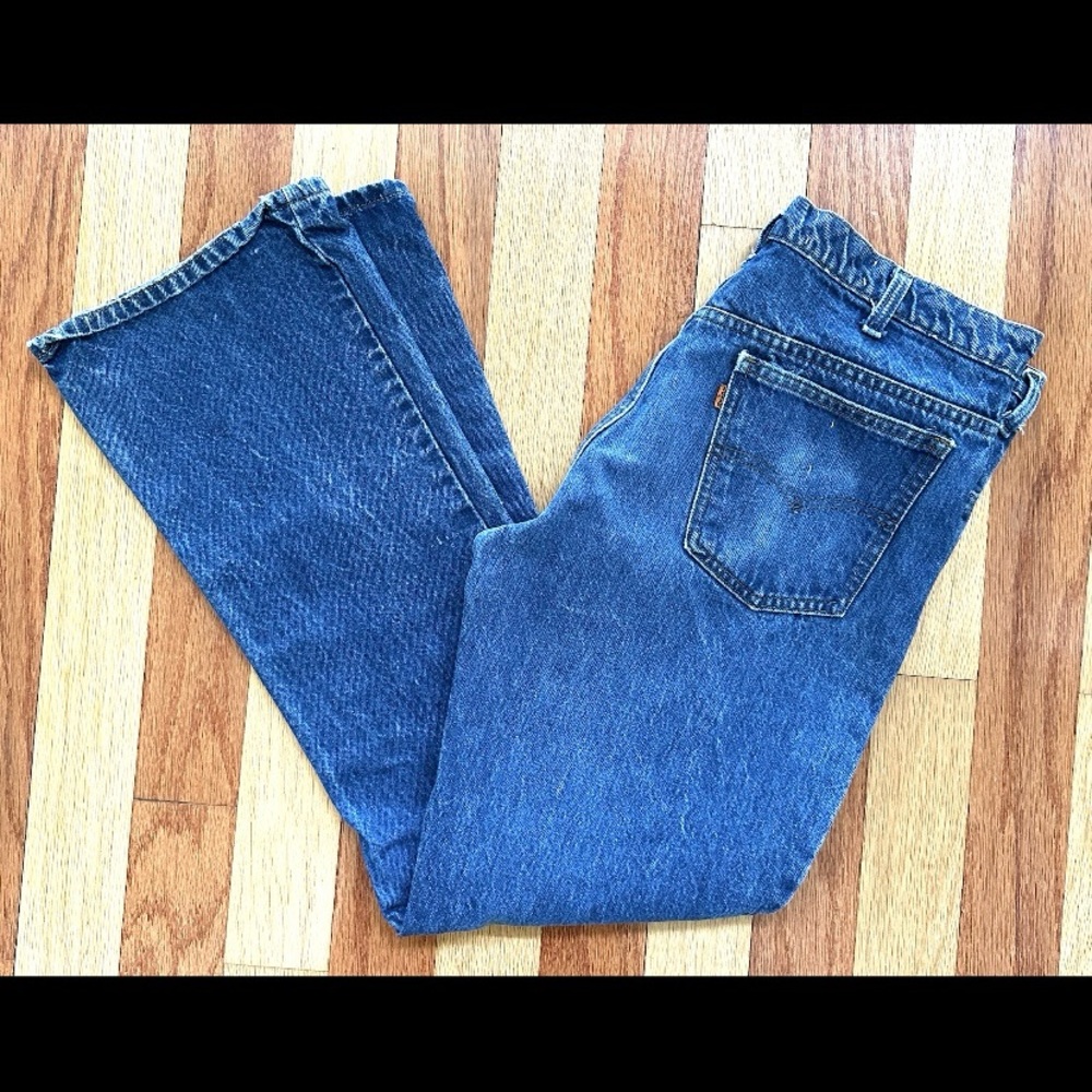 VINTAGE 1980s LEVI'S 575 ORANGE TAB BLUE DENIM JEANS 100% COTTON 38 AUG 1984 USA